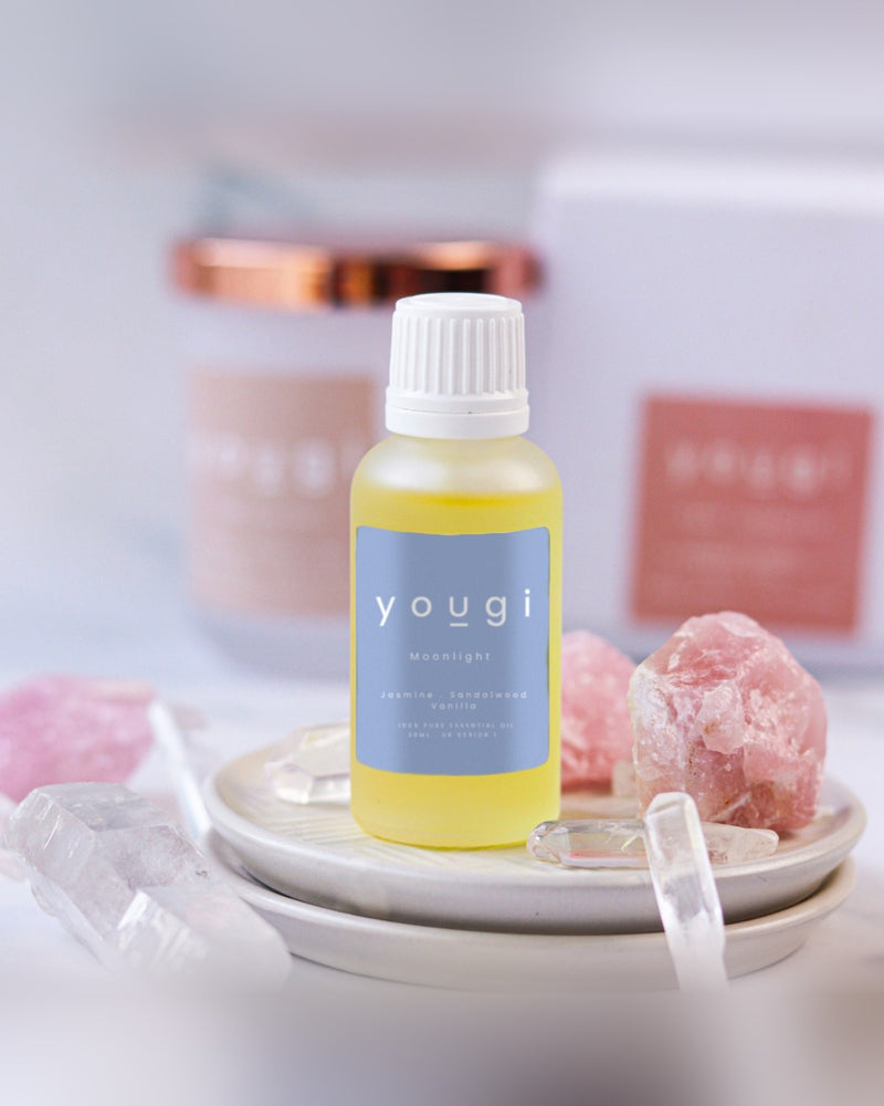 Moonlight Bloom pure essential oil blend, 15ml amber dropper bottle