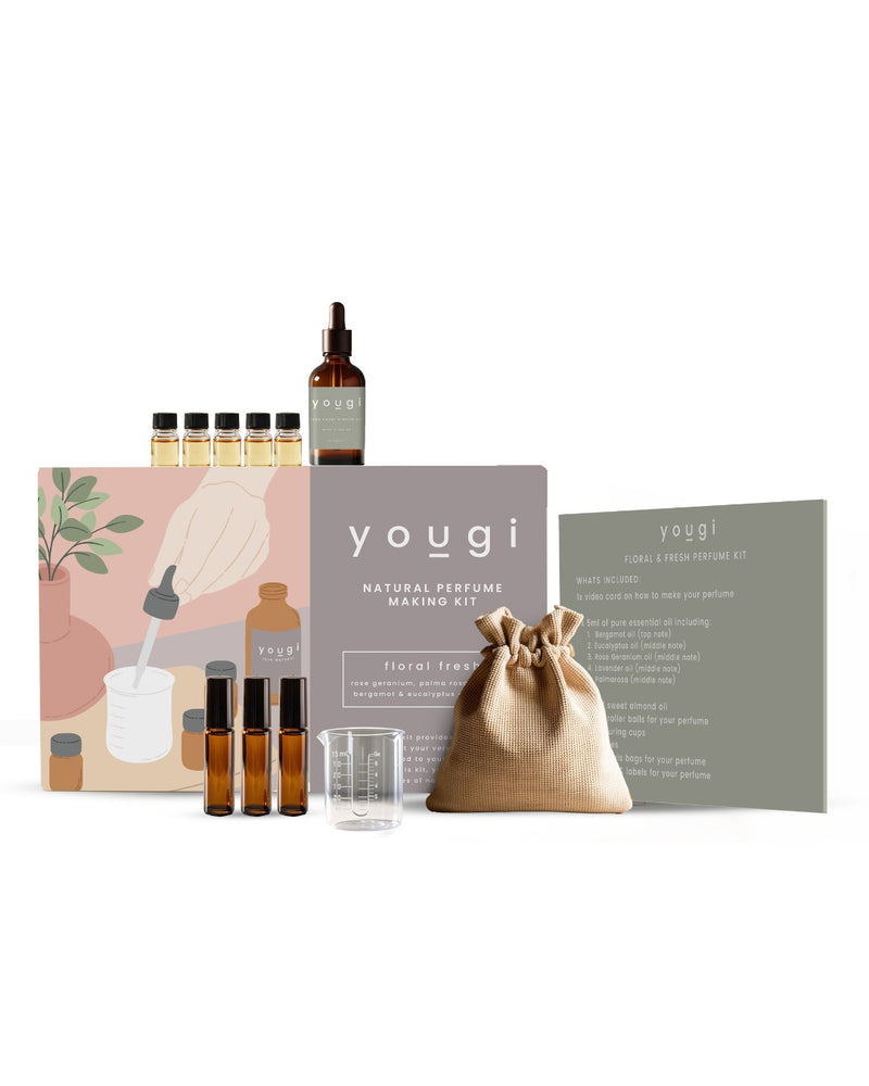 Perfume-Making Kit Floral Fresh, five oils, base and roller ball bottles