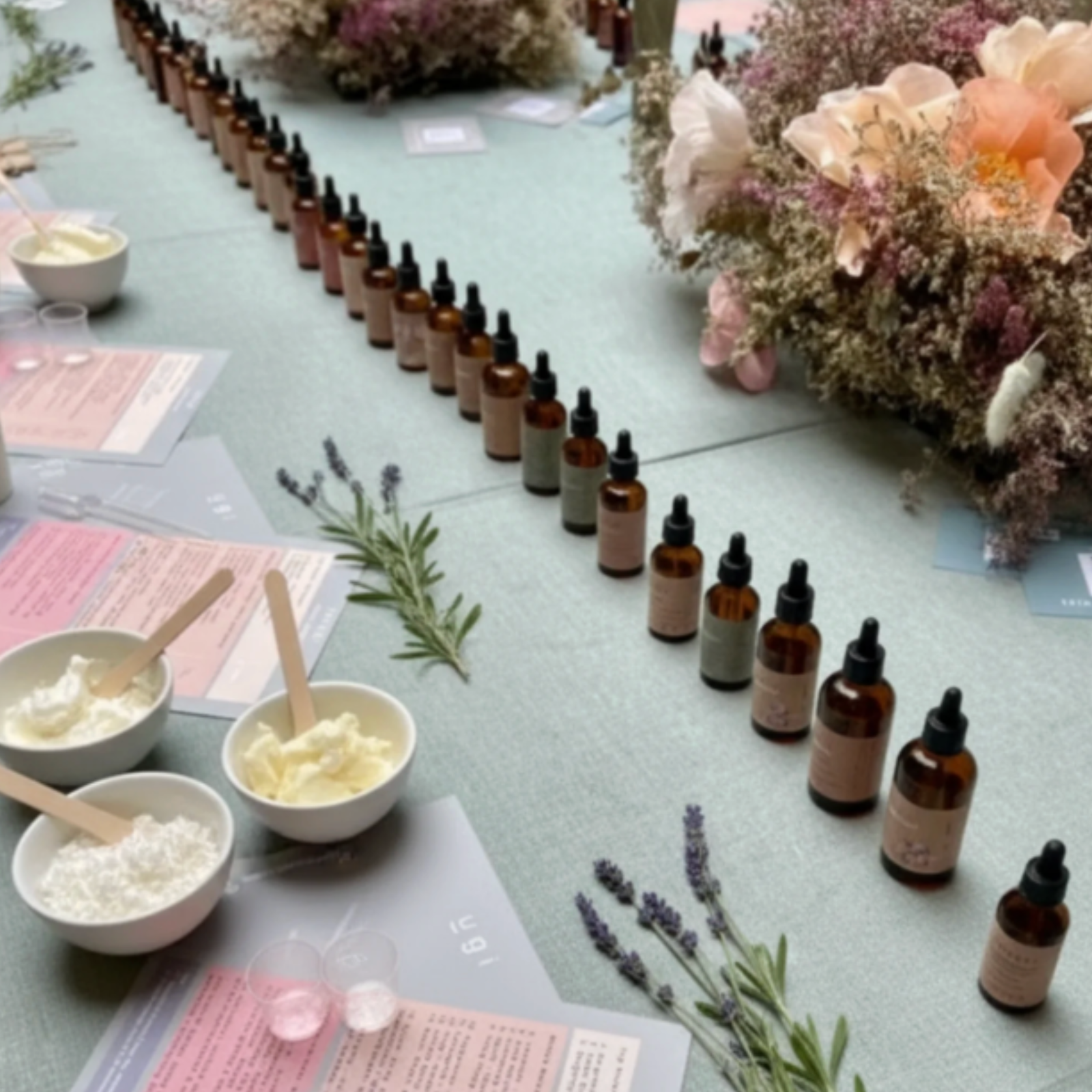 Essential oil bottles matched to Ayurvedic types.