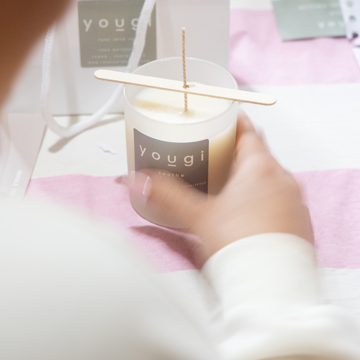 A candle making workshop table in London.