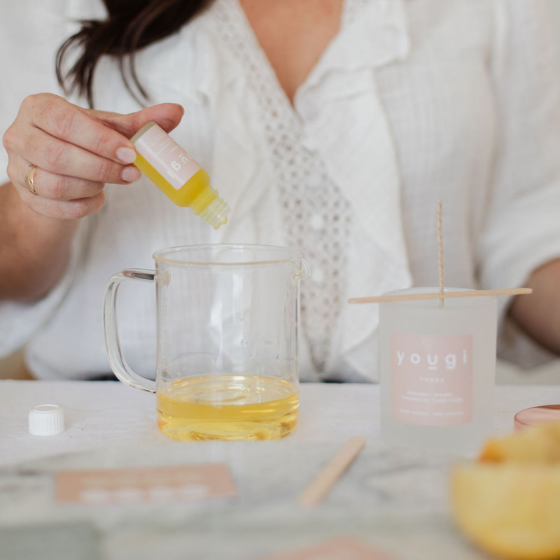 Essential oil bottles chosen for candle making.