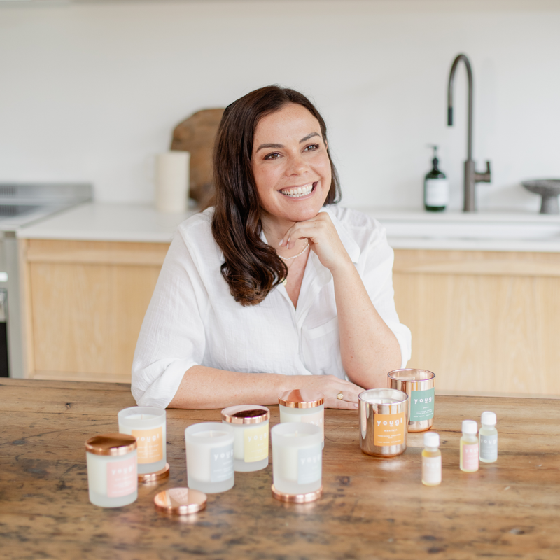 Emily Lynam making candles by hand in the studio.