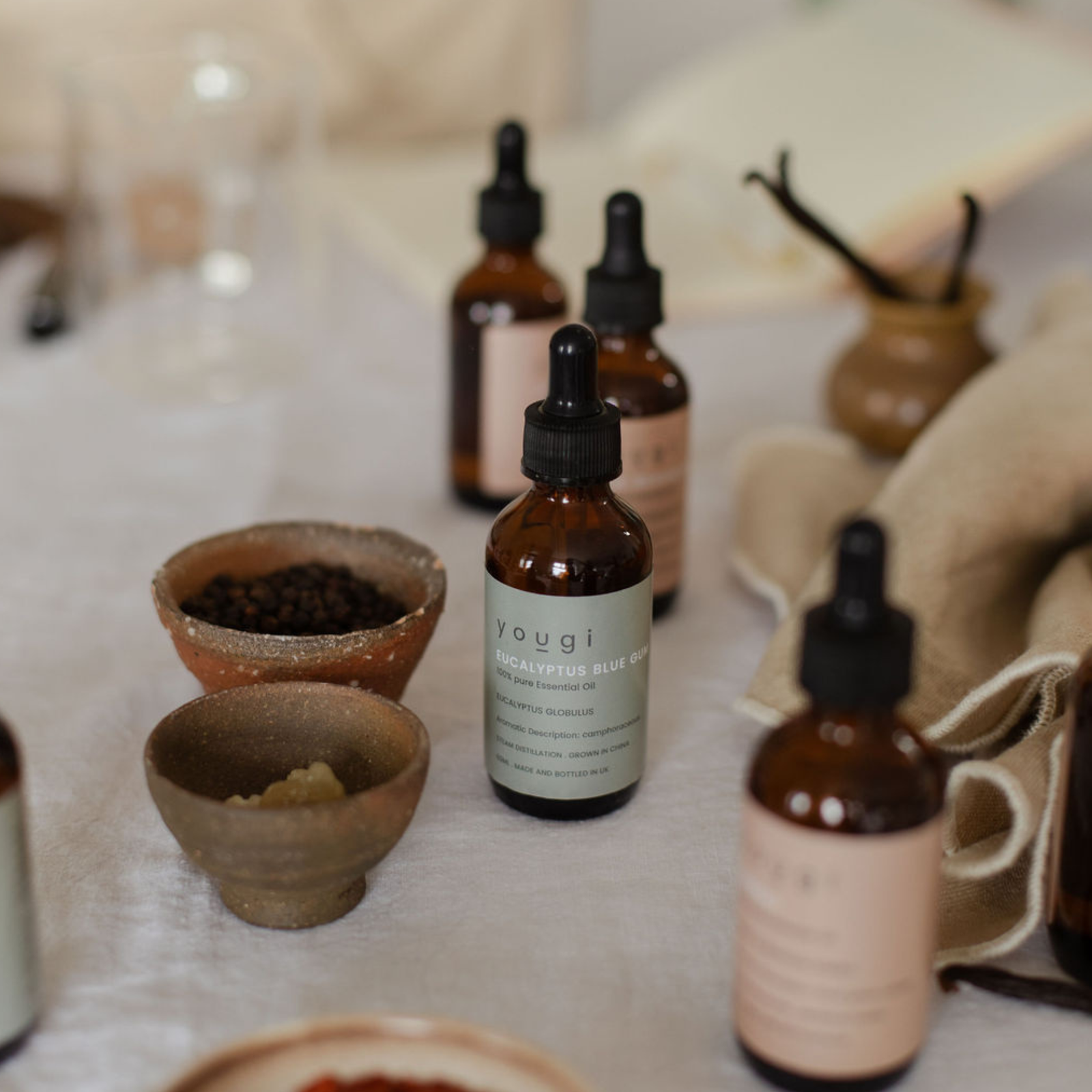 Diffusing and blending pure essential oils at home.