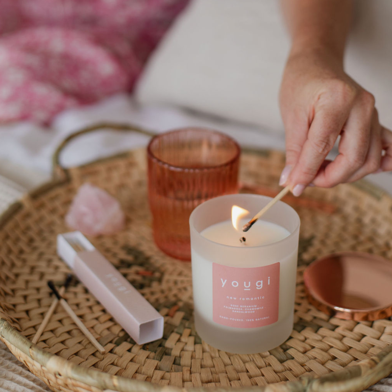 Spring botanicals and a candle for the equinox.