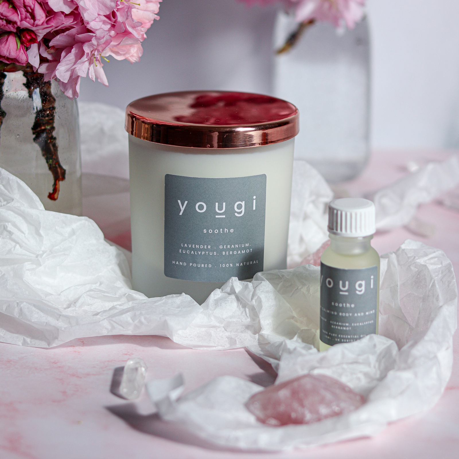 A calming kit of essential oils and small comforts.