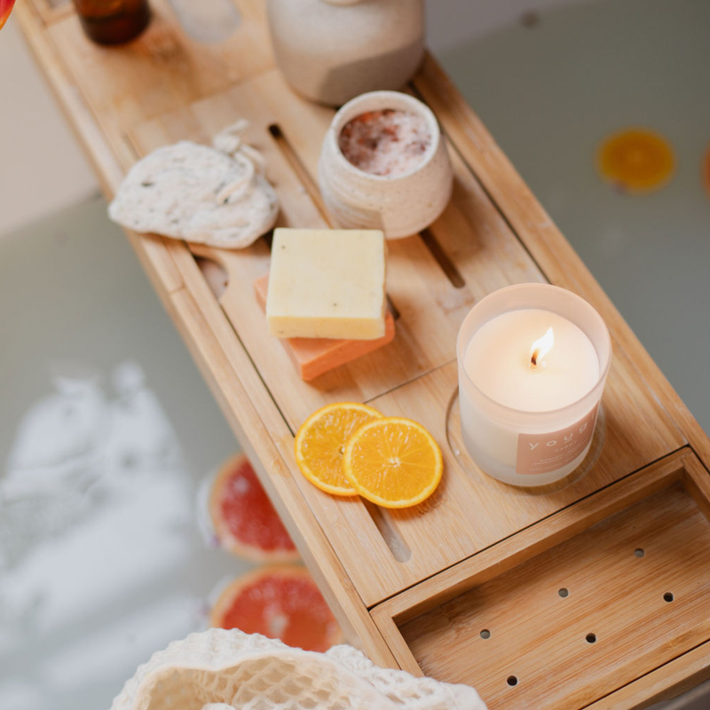 A calm scene with natural scent for stress relief.