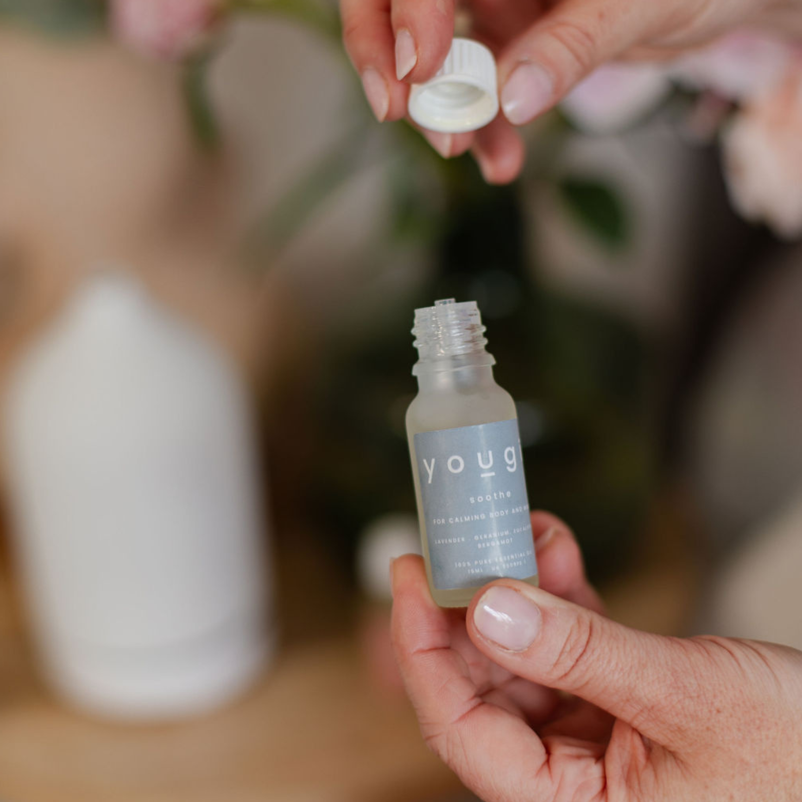 Calming essential oils arranged for better sleep.