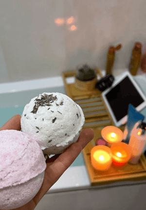 Mixing natural bath bomb ingredients by hand