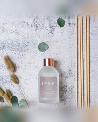 Soothe natural reed diffuser, 100ml amber glass bottle with reeds