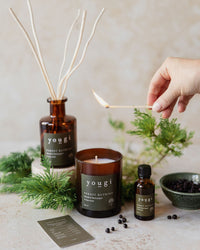 Forest Bathing candle in amber glass, Yougi