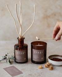 Incense candle in amber glass, Yougi