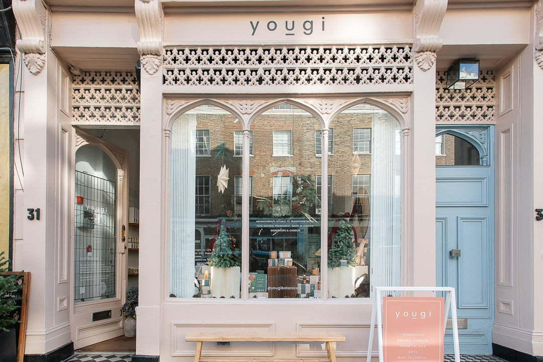 The Yougi shopfront at 31 Connaught Street, London W2, with the yougi sign above the window